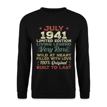 Gift July 1941 Jubilee July 1941 Birthday - Unisex Sweatshirt - black - Front - Alina (178cm) & Michal (187cm)
