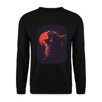 Bezaubernde Katzen mit Mond für alle - Unisex Pullover - Schwarz - Vorne - Alina (178cm) & Michal (187cm)