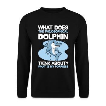 Philosophical Dolphin Think About Porpoise - Unisex Pullover - Schwarz - Vorne - Alina (178cm) & Michal (187cm)
