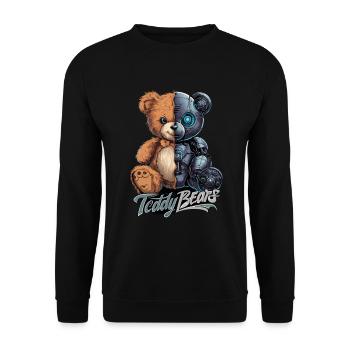 Lustiges Bär Roboter Robotic Kuscheln Cyborg - Unisex Pullover - Schwarz - Vorne - Alina (178cm) & Michal (187cm)
