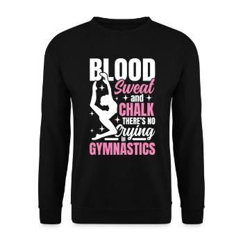 Sweat Chalk There's No Crying in Gymnastics - Unisex Pullover - Schwarz - Vorne - Alina (178cm) & Michal (187cm)