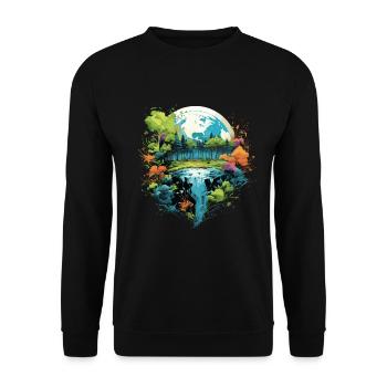 Respektier Muttererde Unseren Planeten Natur - Unisex Pullover - Schwarz - Vorne - Alina (178cm) & Michal (187cm)