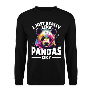 Funny Panda Animal I Just Really Like Pandas, Ok? - Unisex Sweatshirt - black - Front - Alina (178cm) & Michal (187cm)