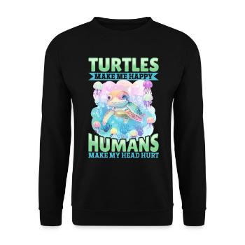 Drôle de tortue de mer Les tortues animales me rendent heureux - Sweat-shirt Unisexe - noir - Devant - Alina (178cm) & Michal (187cm)