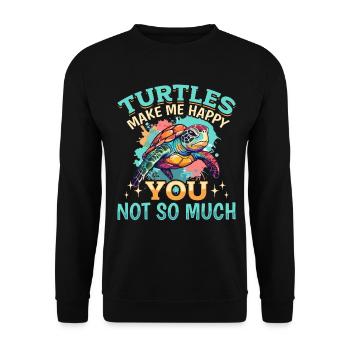 Drôle de tortue de mer Les tortues animales me rendent heureux - Sweat-shirt Unisexe - noir - Devant - Alina (178cm) & Michal (187cm)