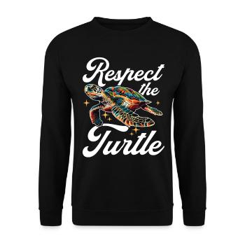 Funny Sea Turtle Animal Respect the Turtle - Unisex Pullover - Schwarz - Vorne - Alina (178cm) & Michal (187cm)