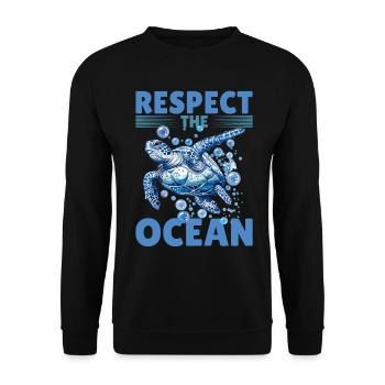 Funny Sea Turtle Animal Respect the Ocean - Unisex Pullover - Schwarz - Vorne - Alina (178cm) & Michal (187cm)