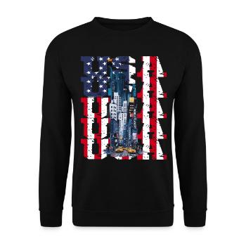 New York City Skyline - Unisex Pullover - Schwarz - Vorne - Alina (178cm) & Michal (187cm)
