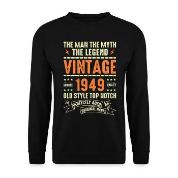 Cadeau Anniversaire 1949 Vintage 1949 Millésime 1949 - Sweat-shirt Unisexe - noir - Devant - Alina (178cm) & Michal (187cm)