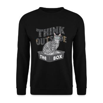 Think Outside the Box Katzenklo Katze für - Unisex Pullover - Schwarz - Vorne - Alina (178cm) & Michal (187cm)