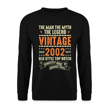 2002 Jubiläumsgeschenk Jahrgang 2002 Vintage 2002 - Unisex Pullover - Schwarz - Vorne - Alina (178cm) & Michal (187cm)
