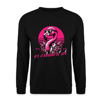 Es eskaliert eh… - Unisex Pullover - Schwarz - Vorne - Alina (178cm) & Michal (187cm)