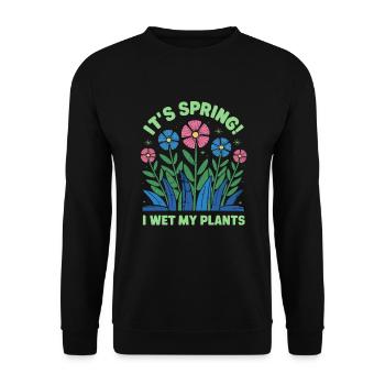 It's Spring I'm So Excited I Wet My Plants - Unisex Pullover - Schwarz - Vorne - Alina (178cm) & Michal (187cm)