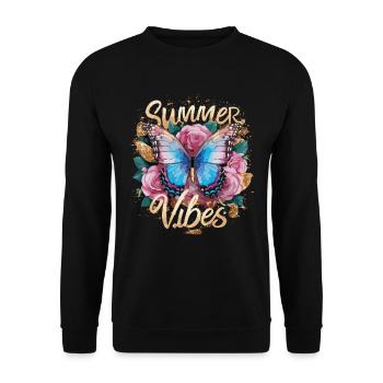 Schmetterling Summer Vibes - Unisex Pullover - Schwarz - Vorne - Alina (178cm) & Michal (187cm)