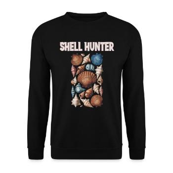 Muschel Sammler für Muschel Fan - Unisex Pullover - Schwarz - Vorne - Alina (178cm) & Michal (187cm)