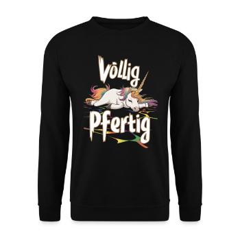 Saufendes Einhorn Völlig Pfertig Design für eine - Unisex Pullover - Schwarz - Vorne - Alina (178cm) & Michal (187cm)