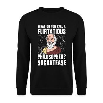 Flirtatious Philosopher Socratease - Unisex Pullover - Schwarz - Vorne - Alina (178cm) & Michal (187cm)