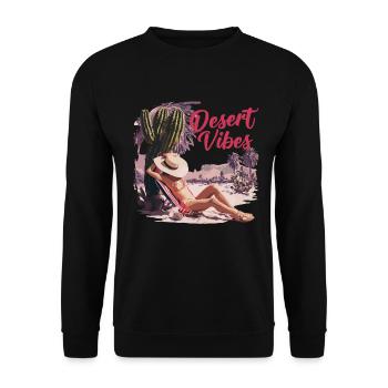 Sonnenuntergang Desert Vibes Urlaub Abenteuer - Unisex Pullover - Schwarz - Vorne - Alina (178cm) & Michal (187cm)