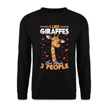 Giraffe Animal I Like Giraffes And Maybe 3 People - Unisex Pullover - Schwarz - Vorne - Alina (178cm) & Michal (187cm)