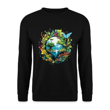 Respektier Muttererde Unseren Planeten Natur - Unisex Pullover - Schwarz - Vorne - Alina (178cm) & Michal (187cm)