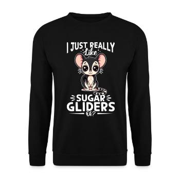 Funny Sugar Glider Animal I Just Really Like - Unisex Pullover - Schwarz - Vorne - Alina (178cm) & Michal (187cm)