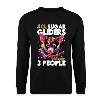 Funny Sugar Glider Animal I Like Sugar Gliders - Unisex Pullover - Schwarz - Vorne - Alina (178cm) & Michal (187cm)