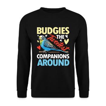 Budgies The Tweetest Companions Around - Unisex Pullover - Schwarz - Vorne - Alina (178cm) & Michal (187cm)