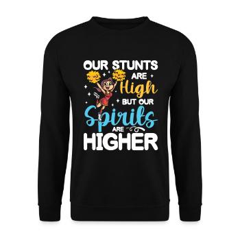 Our Stunts Are High But Our Spirits Are Higher - Unisex Pullover - Schwarz - Vorne - Alina (178cm) & Michal (187cm)