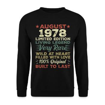 August 1978 - Gift idea for August 1978 - 1978 - Unisex Sweatshirt - black - Front - Alina (178cm) & Michal (187cm)