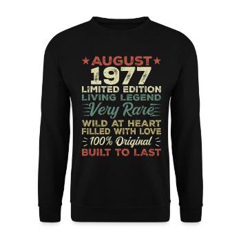 August 1977 - Geschenkidee Für August 1977 - 1977 - Unisex Pullover - Schwarz - Vorne - Alina (178cm) & Michal (187cm)