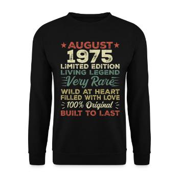Août 1975 - Idée cadeau pour août 1975 - 1975 - Sweat-shirt Unisexe - noir - Devant - Alina (178cm) & Michal (187cm)