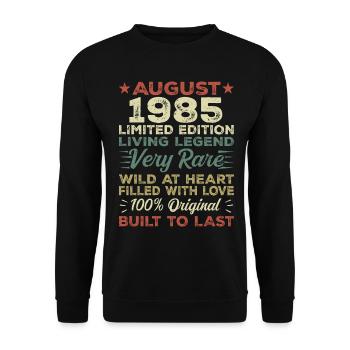Août 1985 - Idée cadeau pour Août 1985 - 1985 - Sweat-shirt Unisexe - noir - Devant - Alina (178cm) & Michal (187cm)