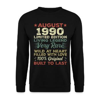 August 1990 - Geschenkidee Für August 1990 - 1990 - Unisex Pullover - Schwarz - Vorne - Alina (178cm) & Michal (187cm)