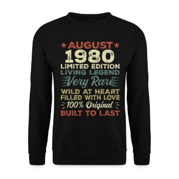 August 1980 - Geschenkidee Für August 1980 - 1980 - Unisex Pullover - Schwarz - Vorne - Alina (178cm) & Michal (187cm)