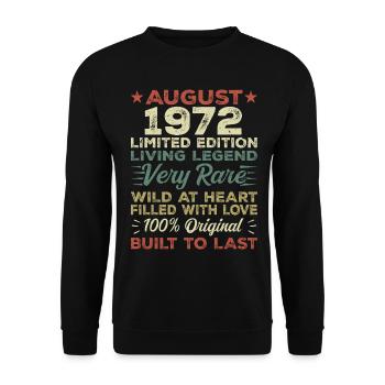 August 1972 - Gift idea for August 1972 - 1972 - Unisex Sweatshirt - black - Front - Alina (178cm) & Michal (187cm)