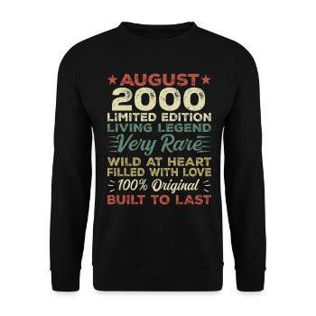 August 2000 - Geschenkidee Für August 2000 - 2000 - Unisex Pullover - Schwarz - Vorne - Alina (178cm) & Michal (187cm)