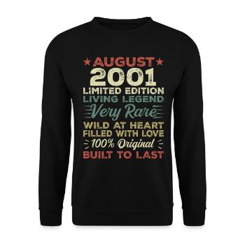 August 2001 - Geschenkidee Für August 2001 - 2001 - Unisex Pullover - Schwarz - Vorne - Alina (178cm) & Michal (187cm)
