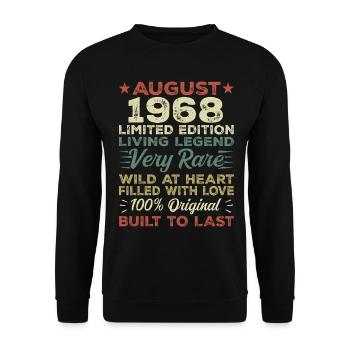 August 1968 - Geschenkidee Für August 1968 - 1968 - Unisex Pullover - Schwarz - Vorne - Alina (178cm) & Michal (187cm)