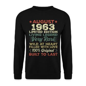 August 1963 - Geschenkidee Für August 1963 - 1963 - Unisex Pullover - Schwarz - Vorne - Alina (178cm) & Michal (187cm)