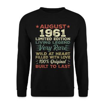 August 1961 - Geschenkidee Für August 1961 - 1961 - Unisex Pullover - Schwarz - Vorne - Alina (178cm) & Michal (187cm)