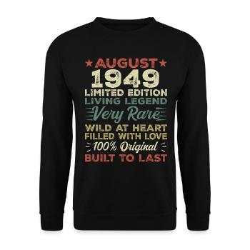 August 1949 - Gift Idea for August 1949 - 1949 - Unisex Sweatshirt - black - Front - Alina (178cm) & Michal (187cm)