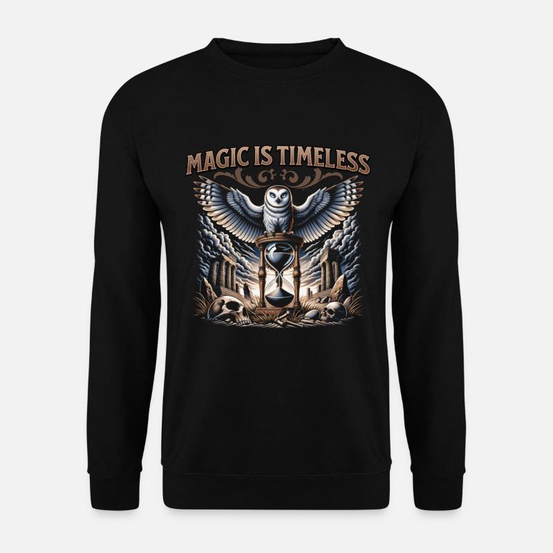 Magie ist zeitlos Eule und Sanduhr - Unisex Pullover - Schwarz