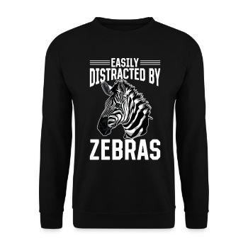 Funny Zebra Animal Easily Distracted By Zebras - Unisex Sweatshirt - black - Front - Alina (178cm) & Michal (187cm)