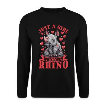 Rhinozeros Animal Just A Girl Who Loves Rhinos - Unisex Pullover - Schwarz - Vorne - Alina (178cm) & Michal (187cm)