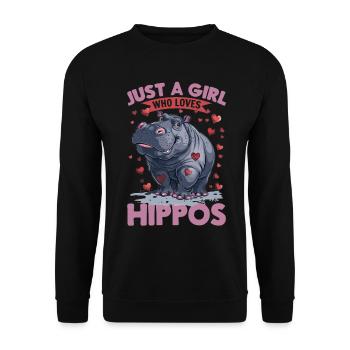 Drôle d’hippopotame hippopotame animal juste une fille qui - Sweat-shirt Unisexe - noir - Devant - Alina (178cm) & Michal (187cm)
