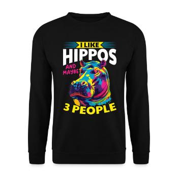 Hippo Hippopotamus Animal I Like Hippos - Unisex Sweatshirt - black - Front - Alina (178cm) & Michal (187cm)