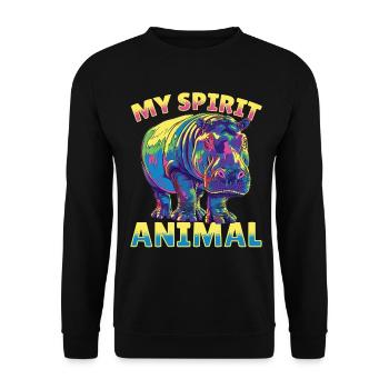 Funny Hippo Hippopotamus Animal my spirit animal - Unisex Sweatshirt - black - Front - Alina (178cm) & Michal (187cm)