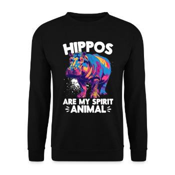 Hippo Hippopotamus Animal Hippos are my spirit - Unisex Sweatshirt - black - Front - Alina (178cm) & Michal (187cm)