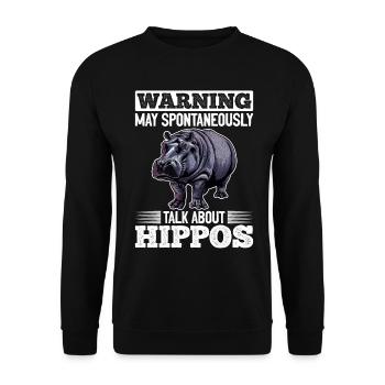 Funny Hippo Hippopotamus Animal Warning - Unisex Sweatshirt - black - Front - Alina (178cm) & Michal (187cm)