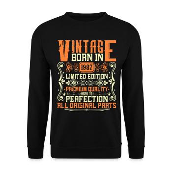 1987 Né en 1987 - Année de construction 1987 Anniversaire 1987 - Sweat-shirt Unisexe - noir - Devant - Alina (178cm) & Michal (187cm)